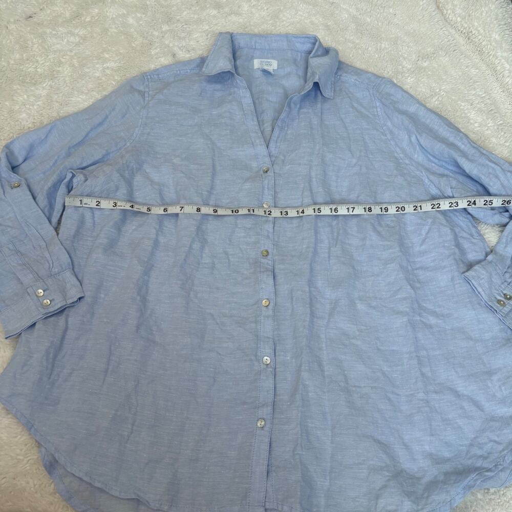 Sigrid Olsen Womens 2X Blue Roll Tab Sleeve Linen Beach Travel Resort Summer - Picture 4 of 6